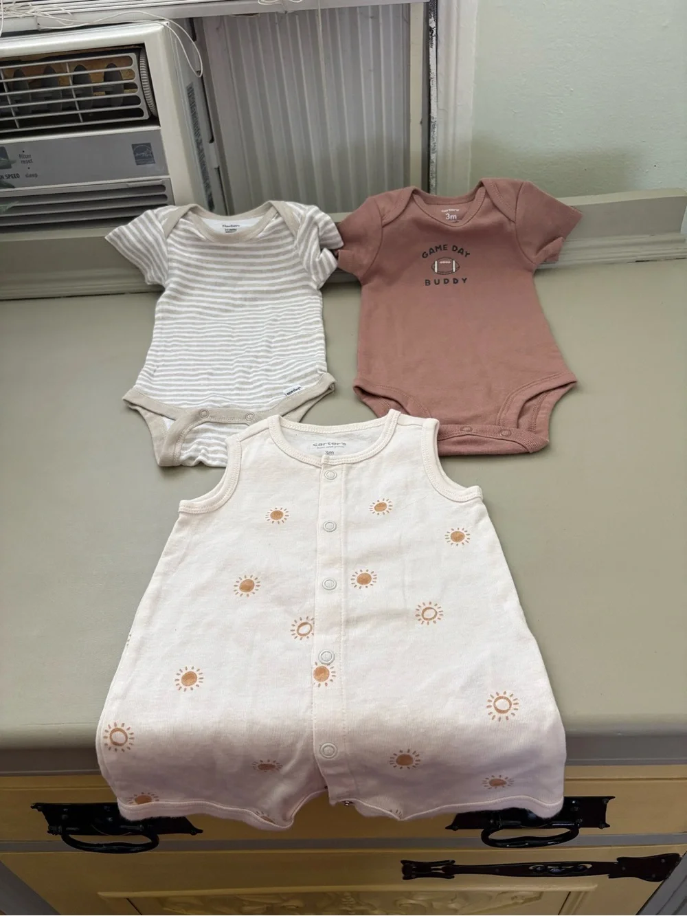 Gerber/Carter Baby One-Piece Bodysuits and Romper - White, Beige, Brown